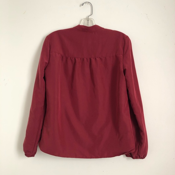 Anthropology Drew V Neck Faux Wrap Burgundy Modal Long Sleeve Blouse G4 - Picture 8 of 8